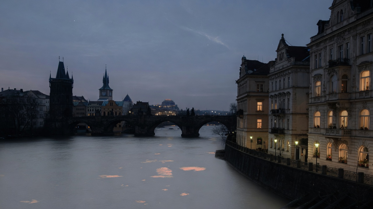 Vltava at night, Prague