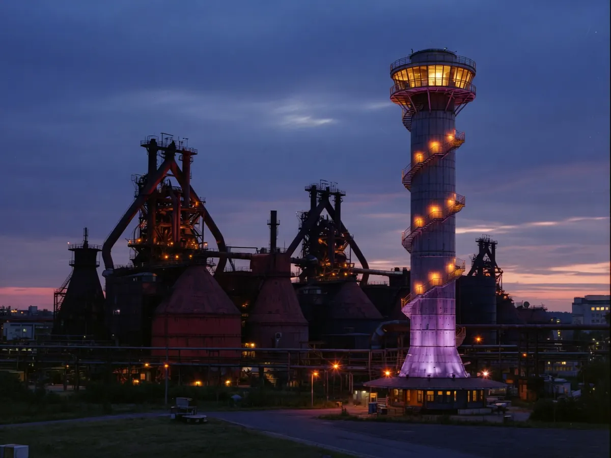 Die Hochöfen von Dolní Vítkovice in Ostrava in der Dämmerung